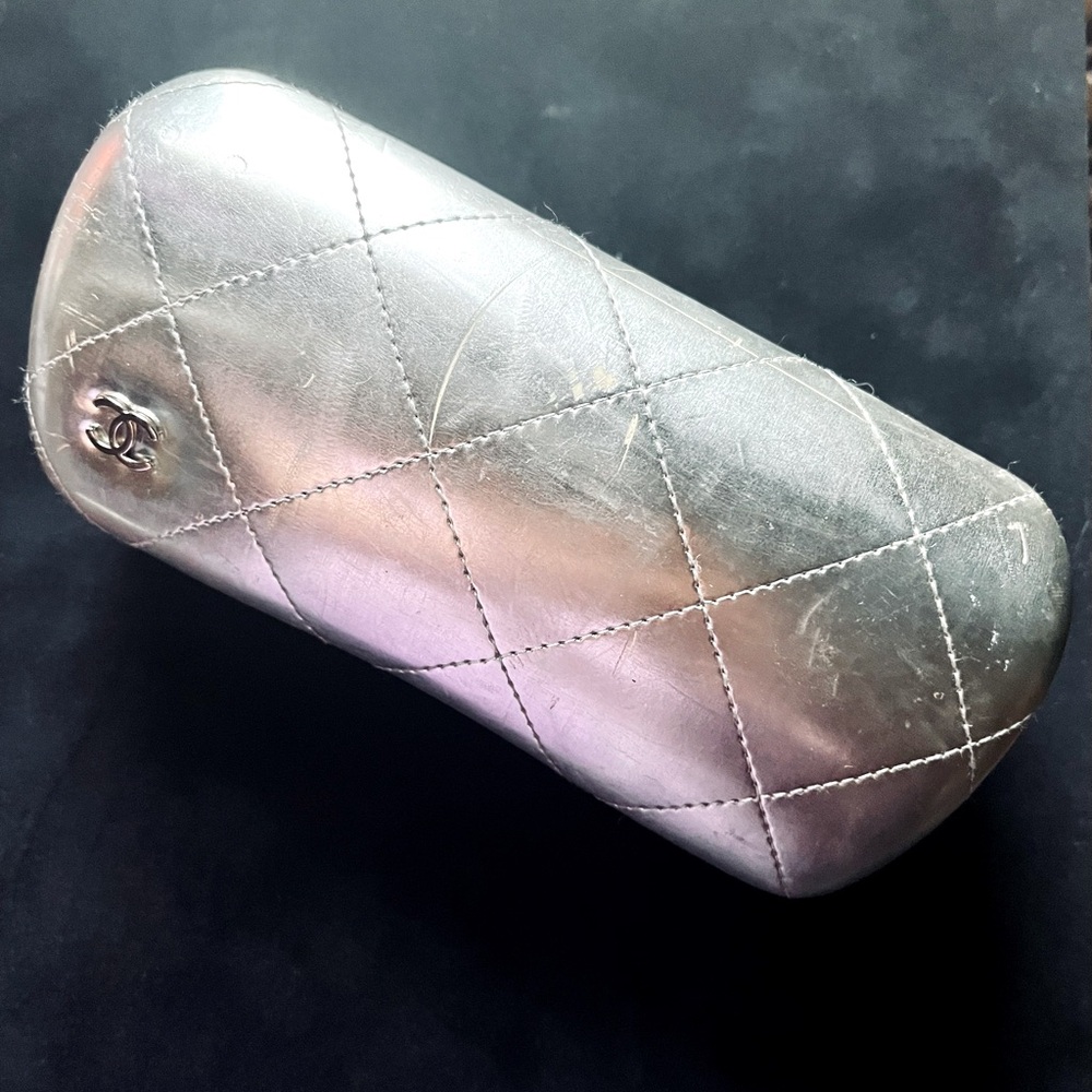 Chanel Sunglasses Case, Coco mark, hard shell vintage silver, authentic